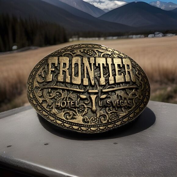 FRONTIER HOTEL / CASINO LAS VEGAS NV. BRASS‎ BELT BUCKLE - Picture 1 of 5